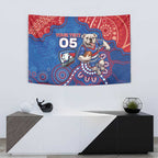 Custom Bulldogs Football Tapestry Aboriginal Dot Art Pattern