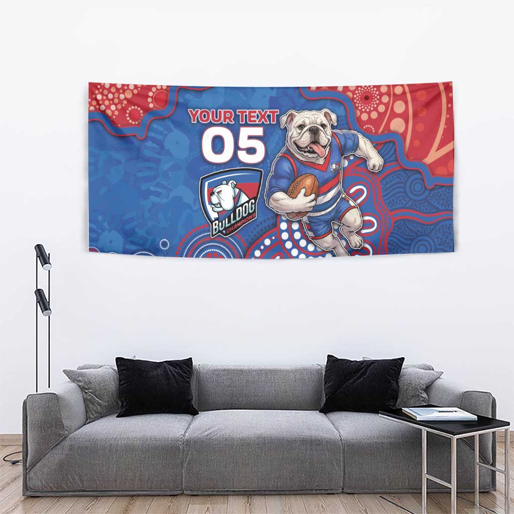 Custom Bulldogs Football Tapestry Aboriginal Dot Art Pattern