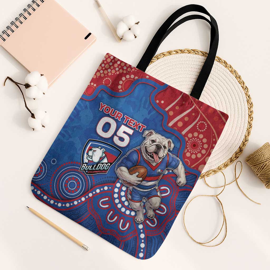 Custom Bulldogs Football Tote Bag Aboriginal Dot Art Pattern