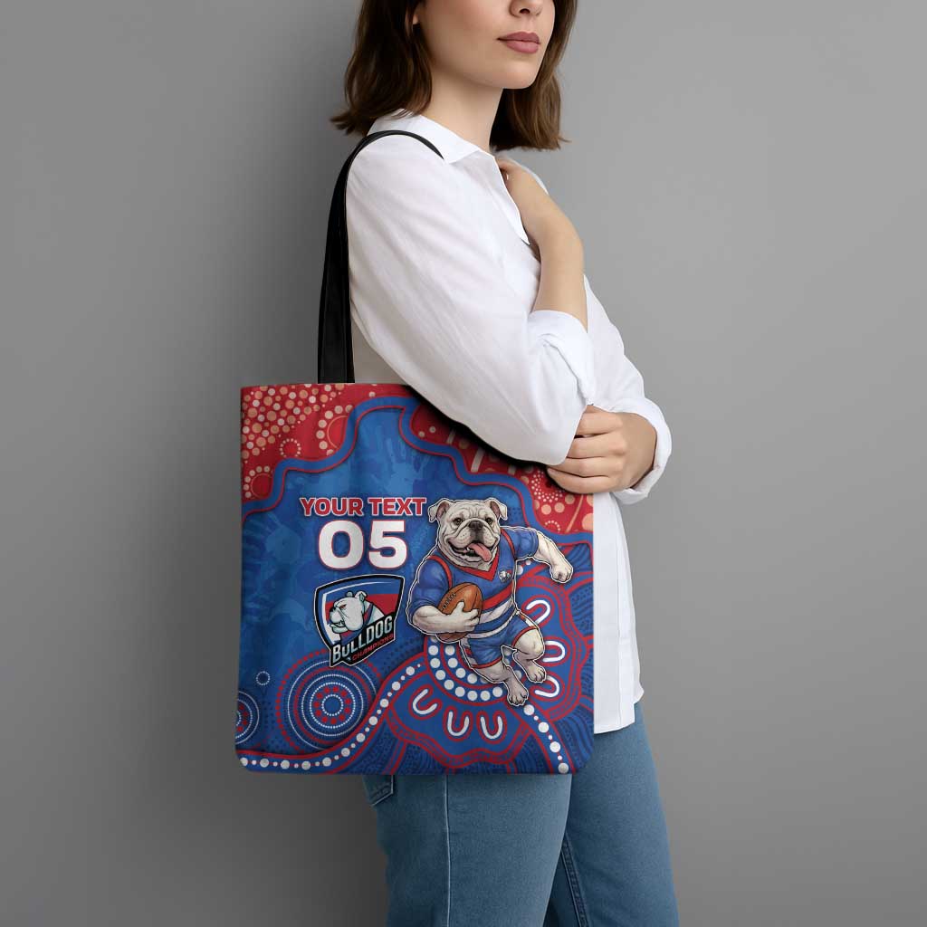 Custom Bulldogs Football Tote Bag Aboriginal Dot Art Pattern