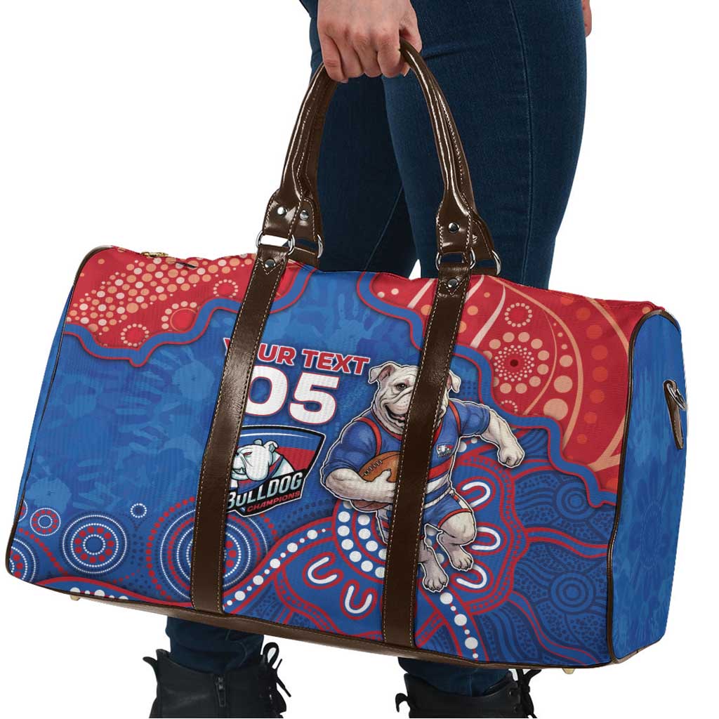 Custom Bulldogs Football Travel Bag Aboriginal Dot Art Pattern
