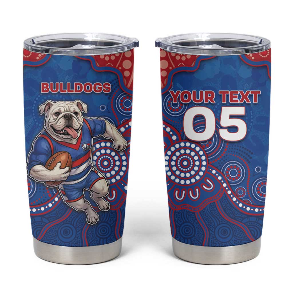 Custom Bulldogs Football Tumbler Cup Aboriginal Dot Art Pattern