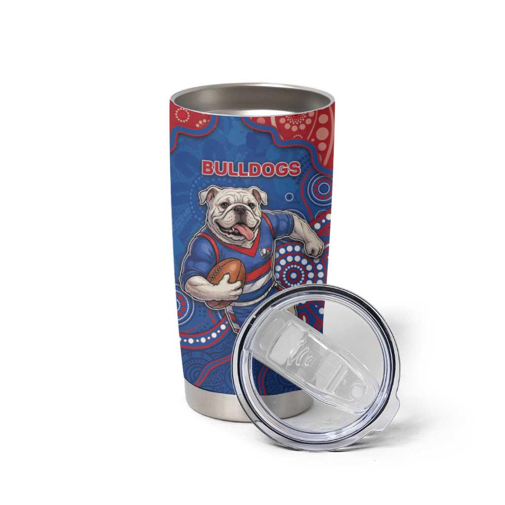 Custom Bulldogs Football Tumbler Cup Aboriginal Dot Art Pattern