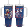 Custom Bulldogs Football Tumbler With Handle Aboriginal Dot Art Pattern