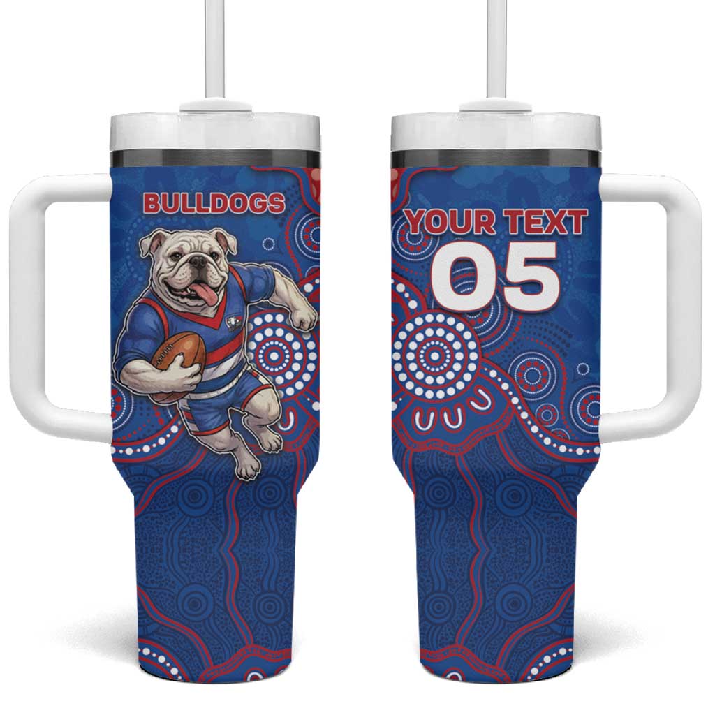 Custom Bulldogs Football Tumbler With Handle Aboriginal Dot Art Pattern