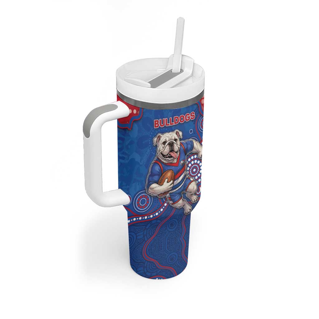 Custom Bulldogs Football Tumbler With Handle Aboriginal Dot Art Pattern