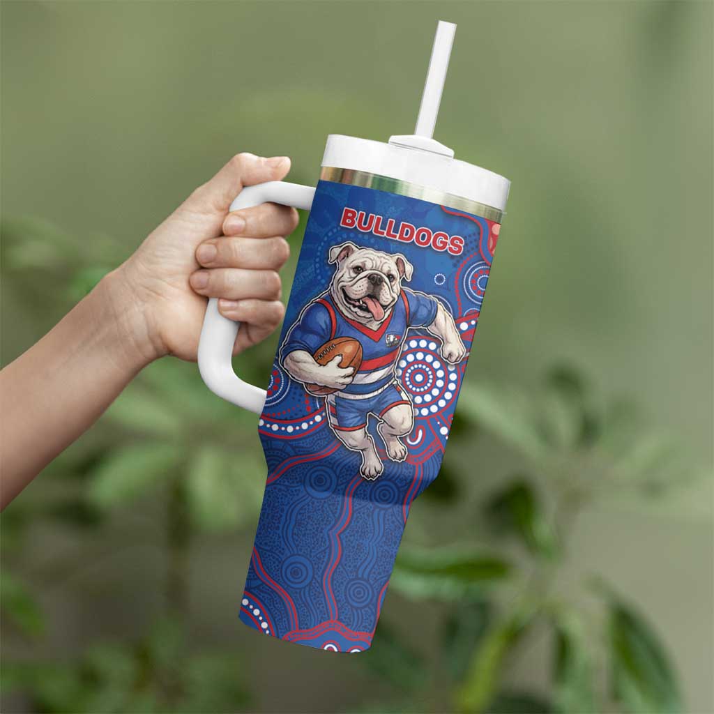 Custom Bulldogs Football Tumbler With Handle Aboriginal Dot Art Pattern