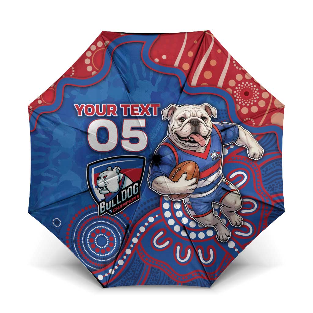 Custom Bulldogs Football Umbrella Aboriginal Dot Art Pattern
