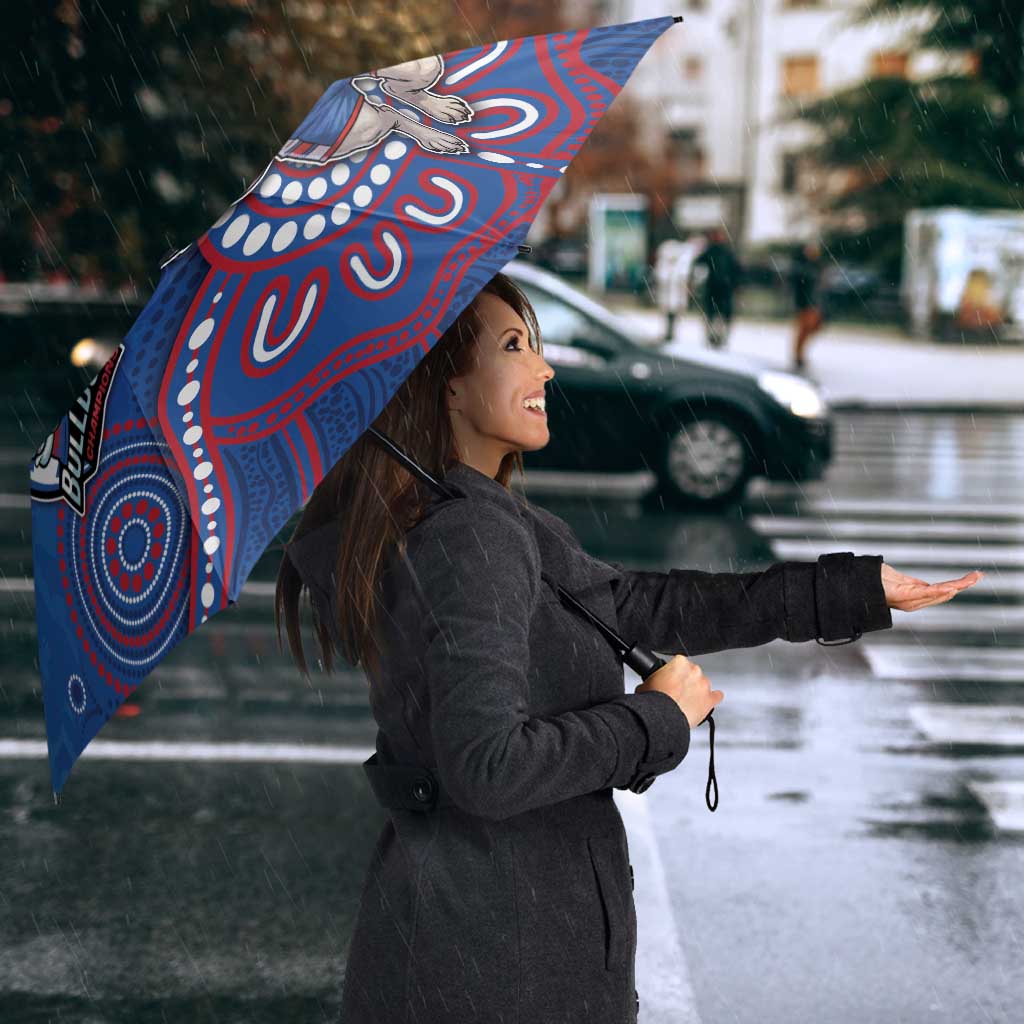 Custom Bulldogs Football Umbrella Aboriginal Dot Art Pattern