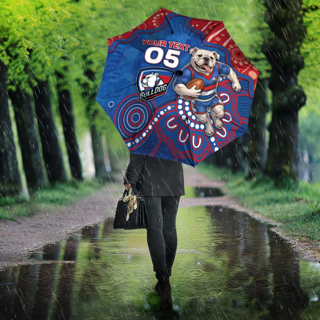 Custom Bulldogs Football Umbrella Aboriginal Dot Art Pattern