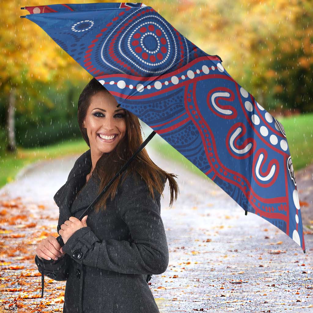 Custom Bulldogs Football Umbrella Aboriginal Dot Art Pattern