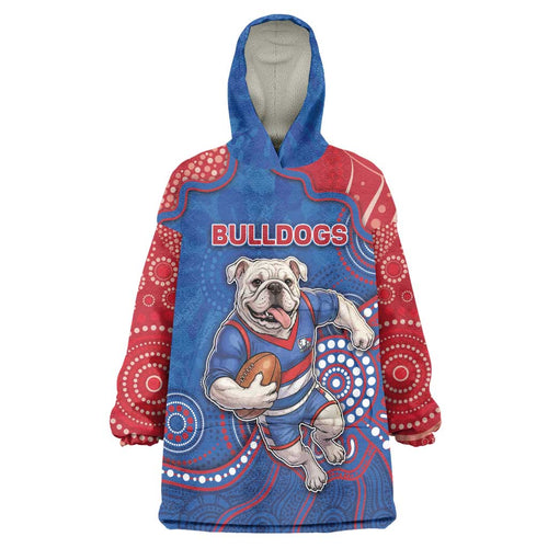 Custom Bulldogs Football Wearable Blanket Hoodie Aboriginal Dot Art Pattern