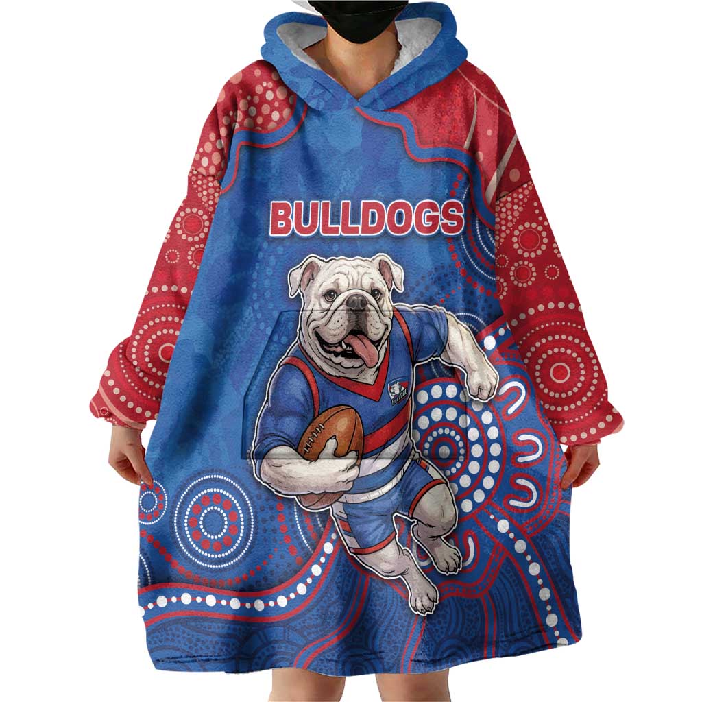 Custom Bulldogs Football Wearable Blanket Hoodie Aboriginal Dot Art Pattern