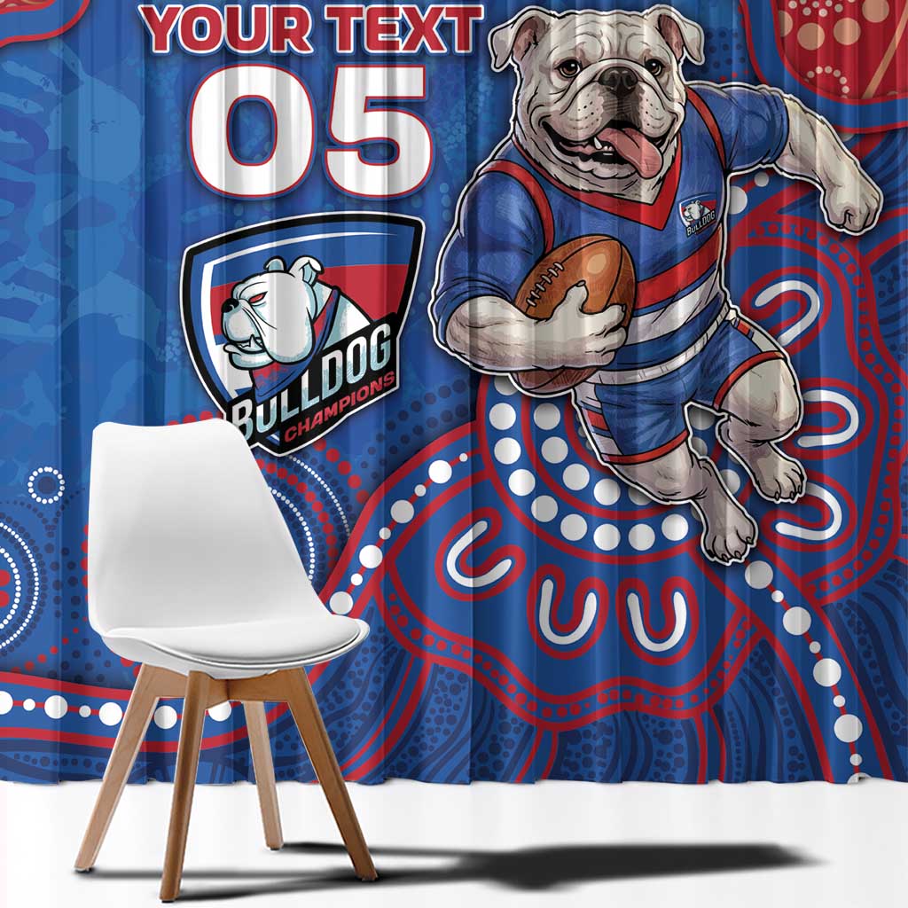 Custom Bulldogs Football Window Curtain Aboriginal Dot Art Pattern