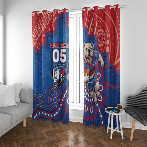 Custom Bulldogs Football Window Curtain Aboriginal Dot Art Pattern