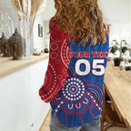 Custom Bulldogs Football Women Casual Shirt Aboriginal Dot Art Pattern