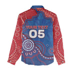 Custom Bulldogs Football Women Casual Shirt Aboriginal Dot Art Pattern