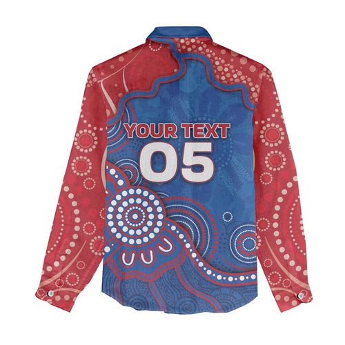 Custom Bulldogs Football Women Casual Shirt Aboriginal Dot Art Pattern