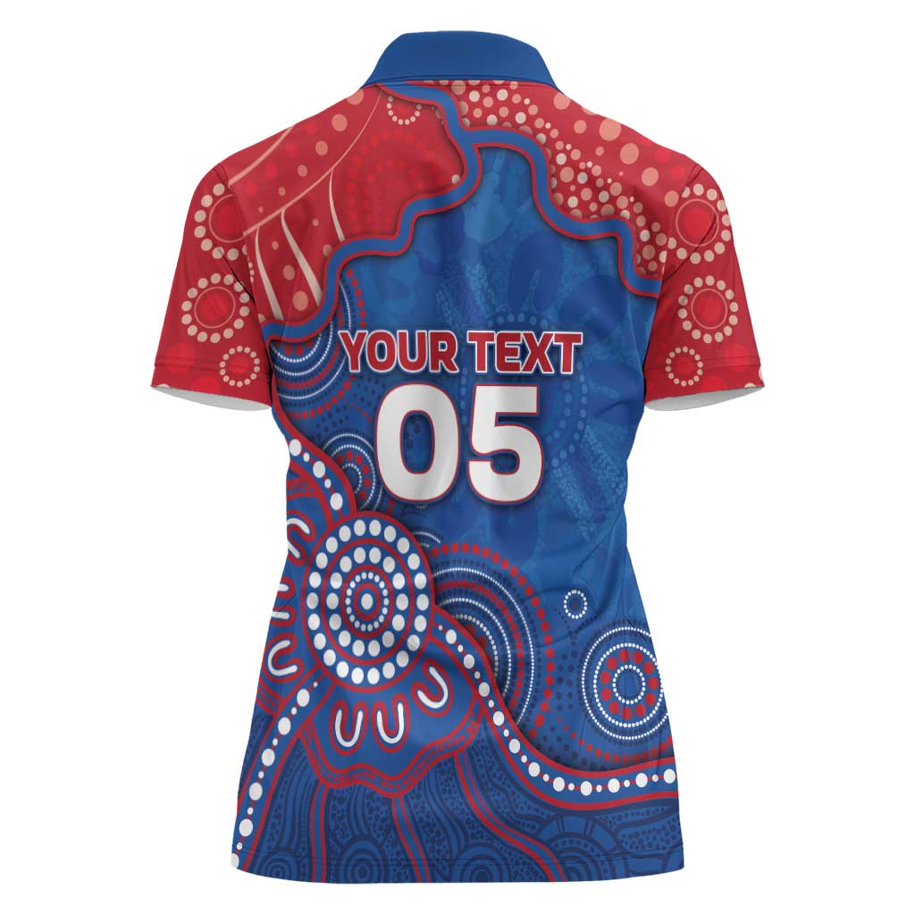 Custom Bulldogs Football Women Polo Shirt Aboriginal Dot Art Pattern