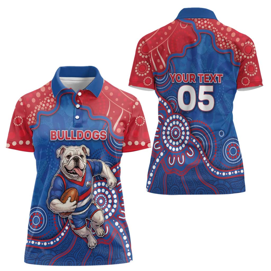 Custom Bulldogs Football Women Polo Shirt Aboriginal Dot Art Pattern