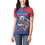 Custom Bulldogs Football Women Polo Shirt Aboriginal Dot Art Pattern