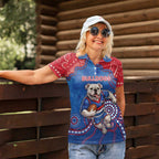 Custom Bulldogs Football Women Polo Shirt Aboriginal Dot Art Pattern