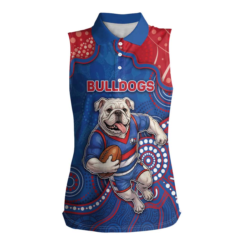 Custom Bulldogs Football Women Sleeveless Polo Shirt Aboriginal Dot Art Pattern