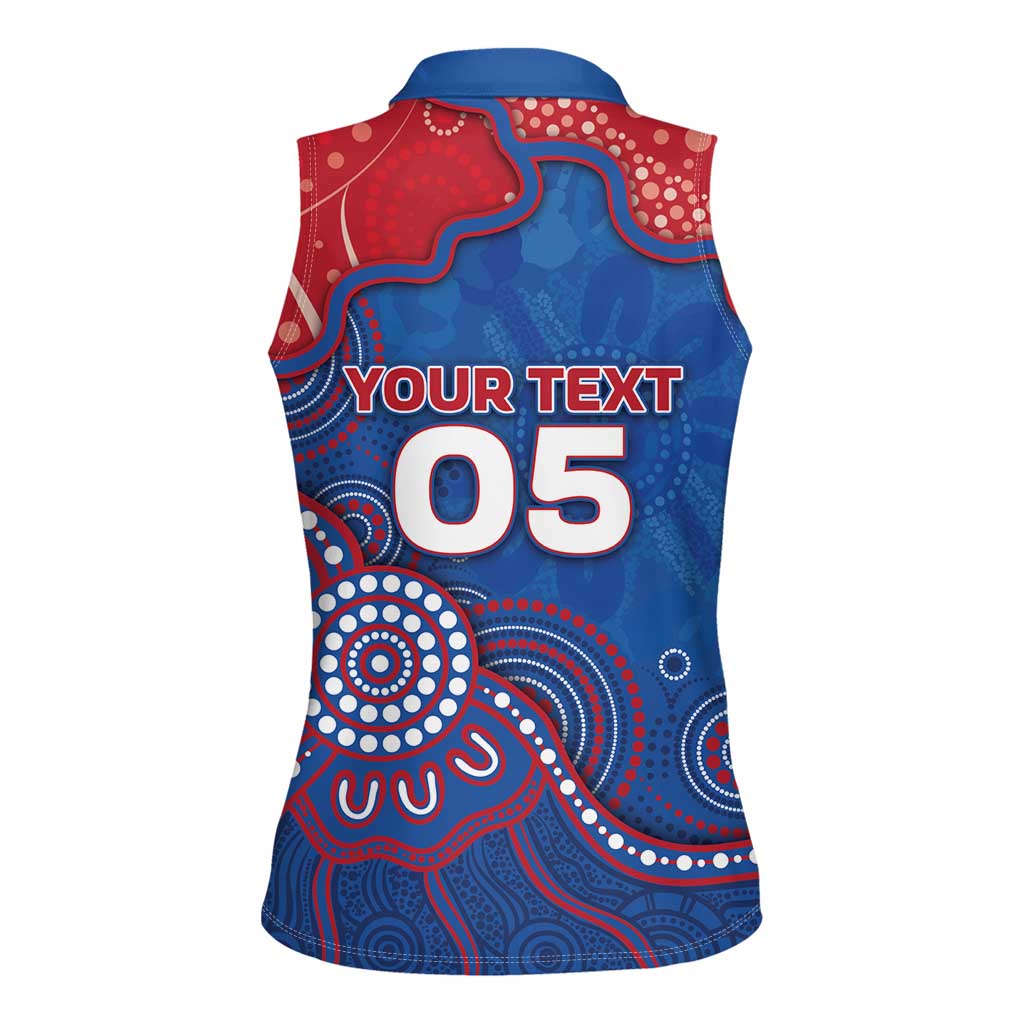 Custom Bulldogs Football Women Sleeveless Polo Shirt Aboriginal Dot Art Pattern