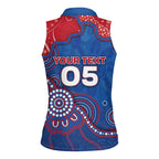 Custom Bulldogs Football Women Sleeveless Polo Shirt Aboriginal Dot Art Pattern