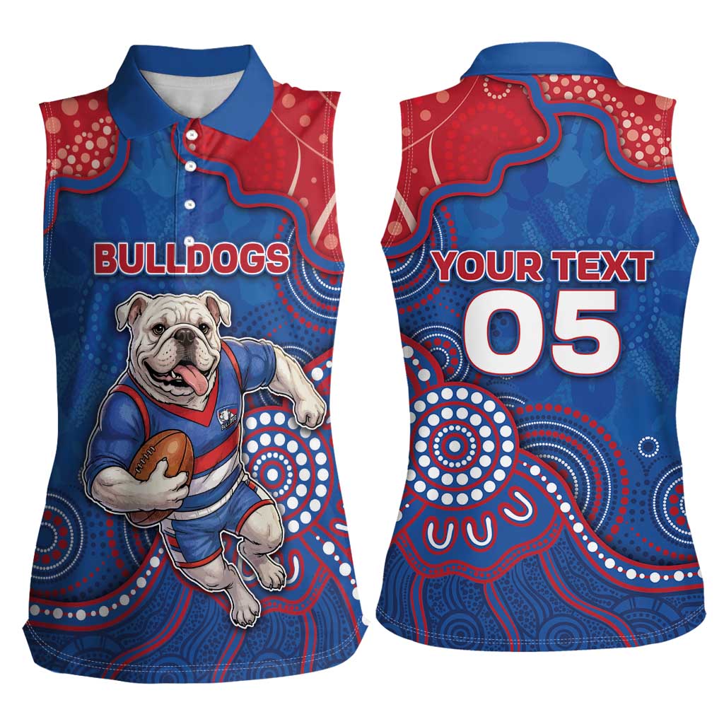 Custom Bulldogs Football Women Sleeveless Polo Shirt Aboriginal Dot Art Pattern