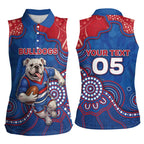 Custom Bulldogs Football Women Sleeveless Polo Shirt Aboriginal Dot Art Pattern