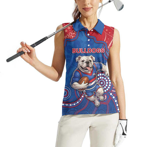 Custom Bulldogs Football Women Sleeveless Polo Shirt Aboriginal Dot Art Pattern