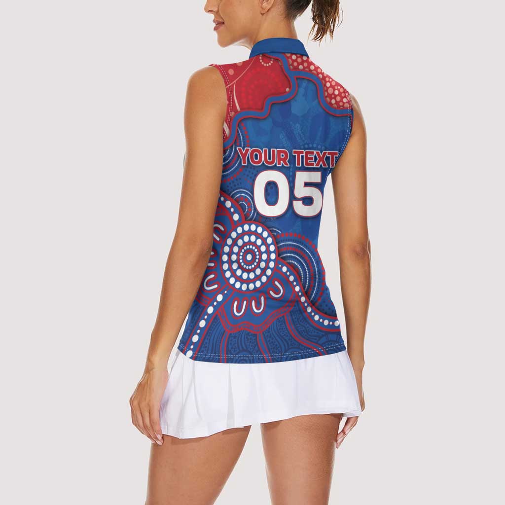 Custom Bulldogs Football Women Sleeveless Polo Shirt Aboriginal Dot Art Pattern