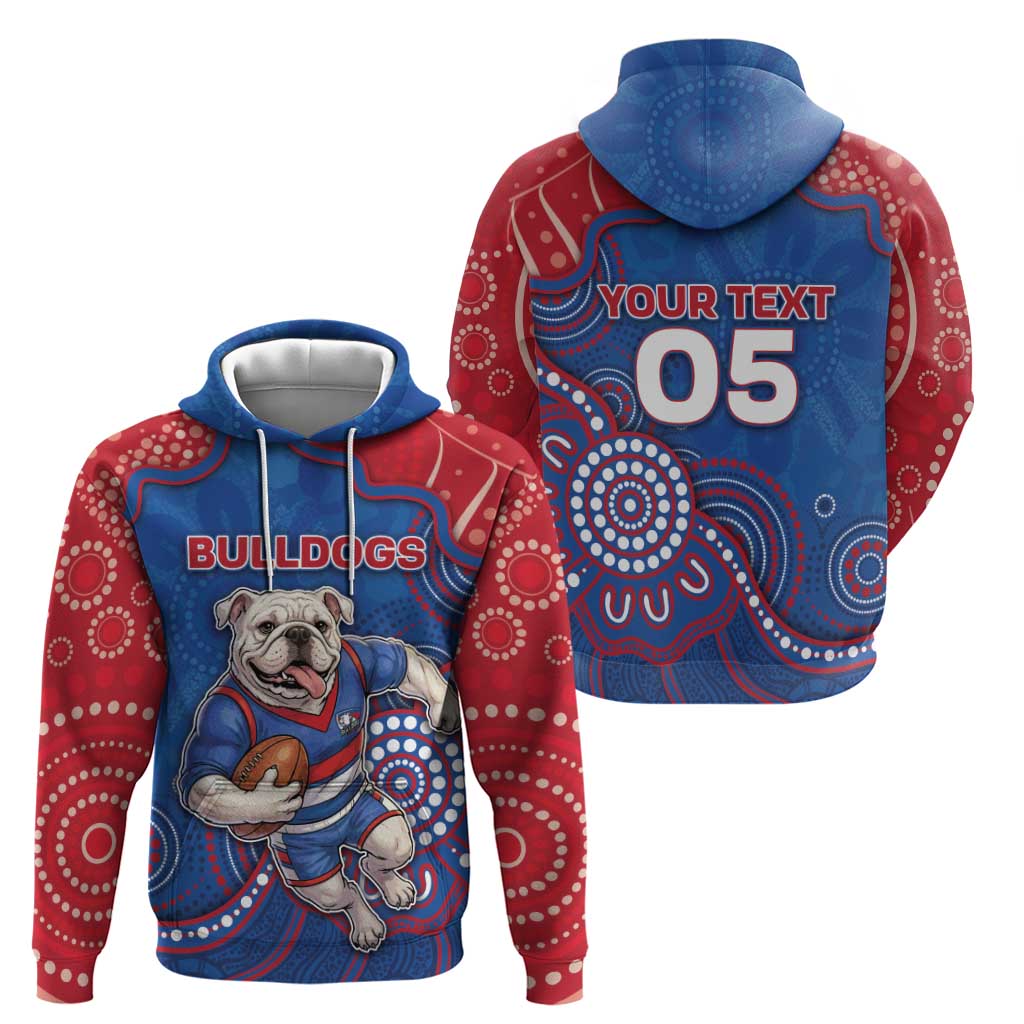 Custom Bulldogs Football Zip Hoodie Aboriginal Dot Art Pattern