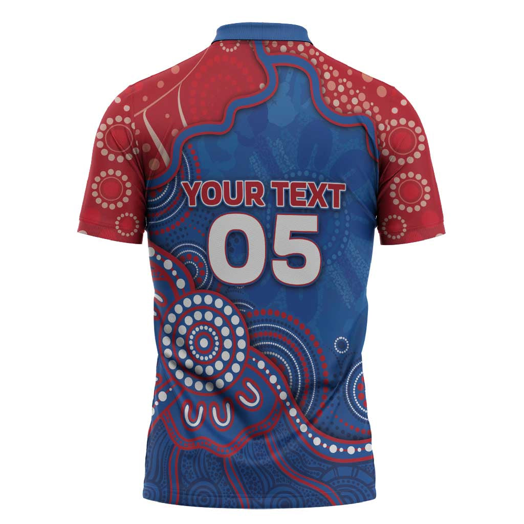 Custom Bulldogs Football Zipper Polo Shirt Aboriginal Dot Art Pattern