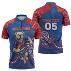 Custom Bulldogs Football Zipper Polo Shirt Aboriginal Dot Art Pattern