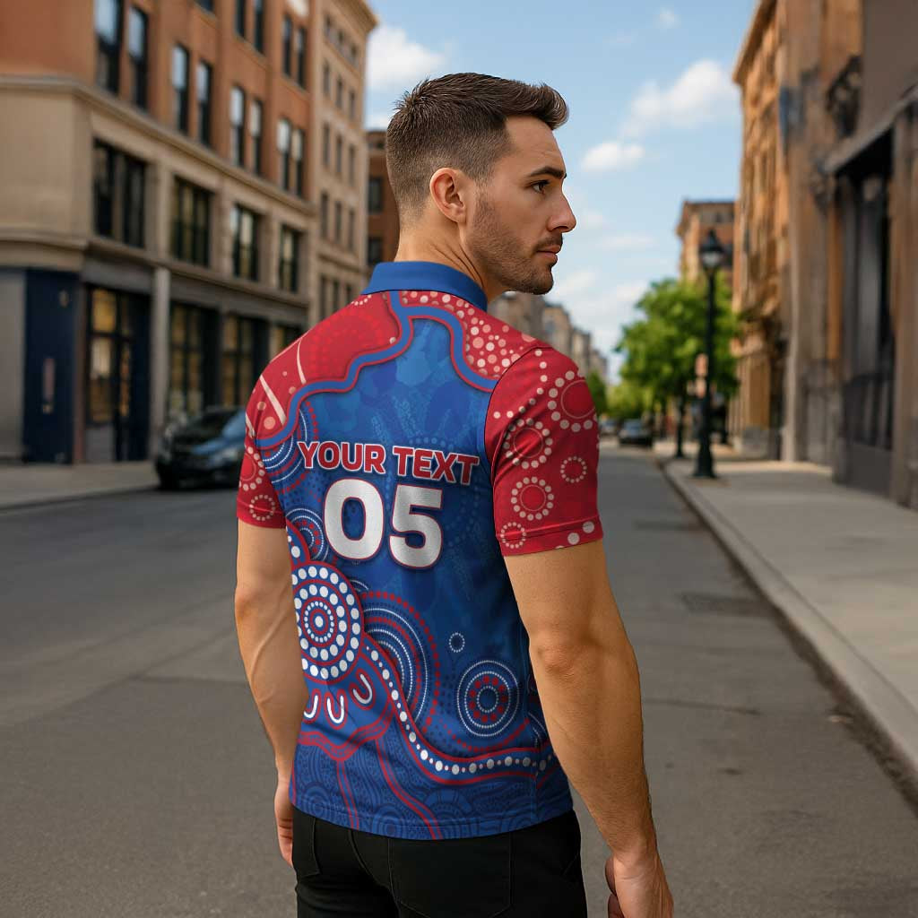 Custom Bulldogs Football Zipper Polo Shirt Aboriginal Dot Art Pattern