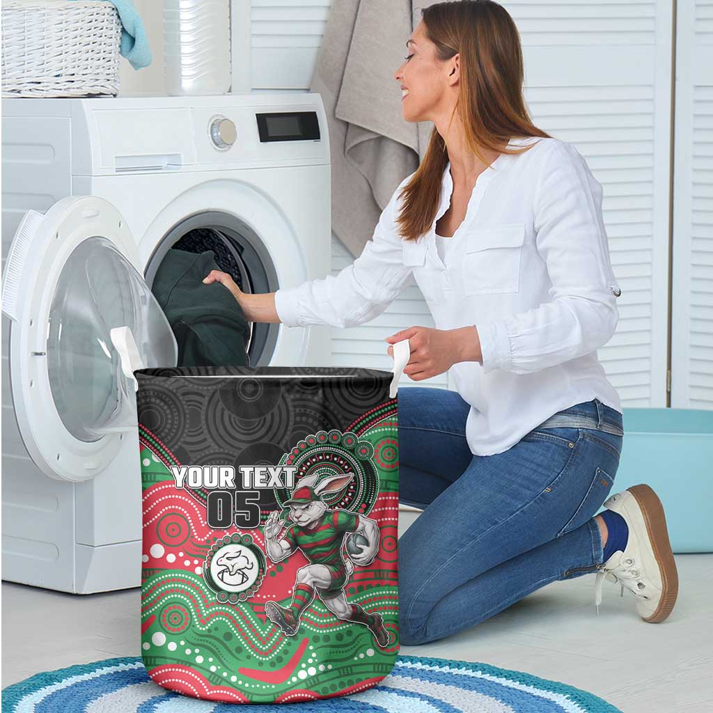 Custom Rabbitohs Laundry Basket Rabbit Mascot With Aboriginal Indigenous