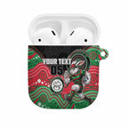 Custom Rabbitohs AirPods Case Rabbit Mascot With Aboriginal Indigenous