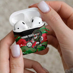 Custom Rabbitohs AirPods Case Rabbit Mascot With Aboriginal Indigenous