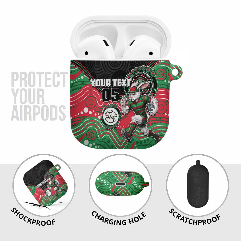 Custom Rabbitohs AirPods Case Rabbit Mascot With Aboriginal Indigenous