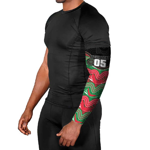 Custom Rabbitohs Arm Sleeves Rabbit Mascot With Aboriginal Indigenous