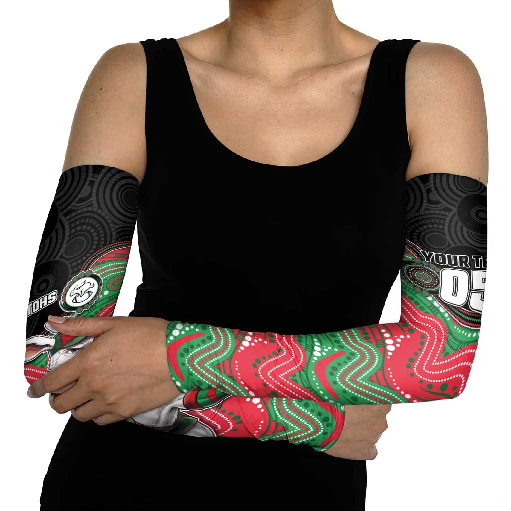 Custom Rabbitohs Arm Sleeves Rabbit Mascot With Aboriginal Indigenous