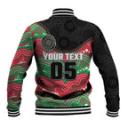 Custom Rabbitohs Baseball Jacket Rabbit Mascot With Aboriginal Indigenous