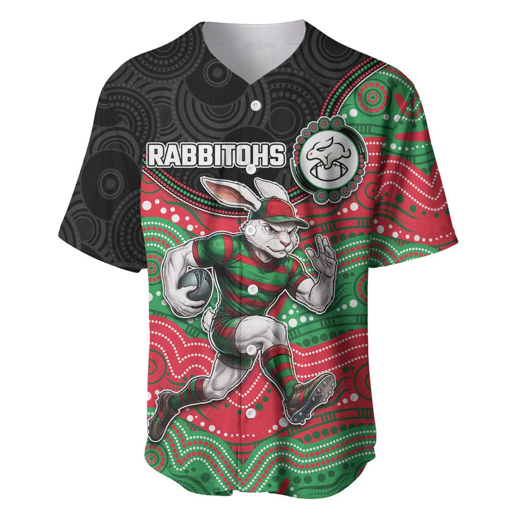 Custom Rabbitohs Baseball Jersey Rabbit Mascot With Aboriginal Indigenous