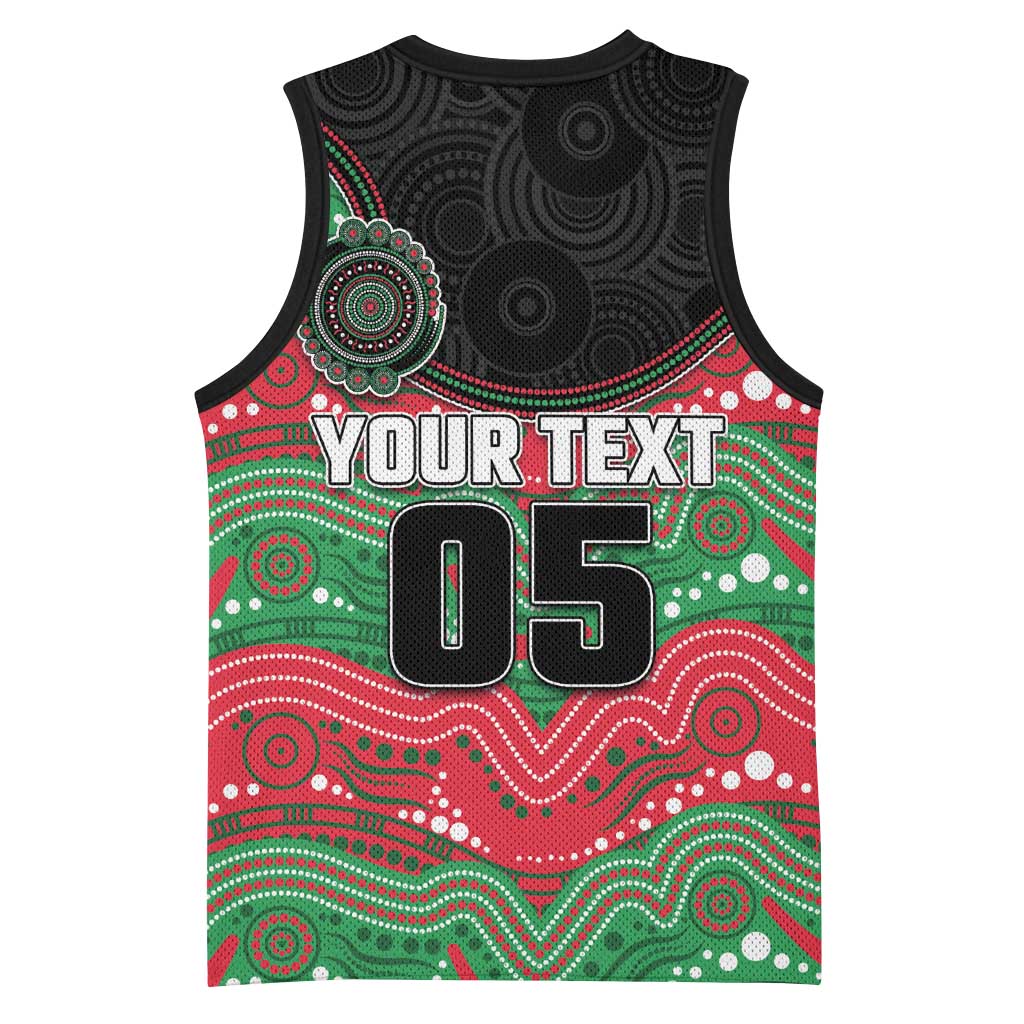 Custom Rabbitohs Basketball Jersey Rabbit Mascot With Aboriginal Indigenous