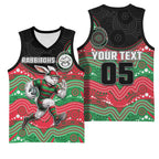 Custom Rabbitohs Basketball Jersey Rabbit Mascot With Aboriginal Indigenous