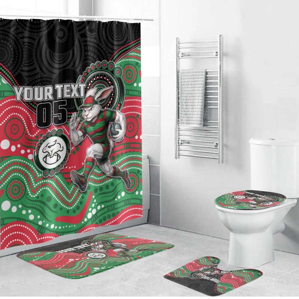 Custom Rabbitohs Bathroom Set Rabbit Mascot With Aboriginal Indigenous