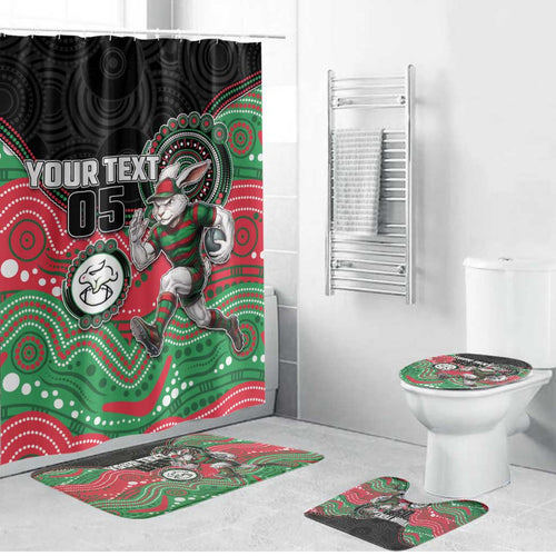 Custom Rabbitohs Bathroom Set Rabbit Mascot With Aboriginal Indigenous
