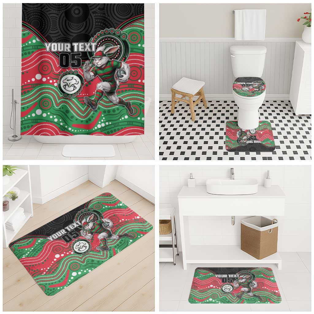 Custom Rabbitohs Bathroom Set Rabbit Mascot With Aboriginal Indigenous